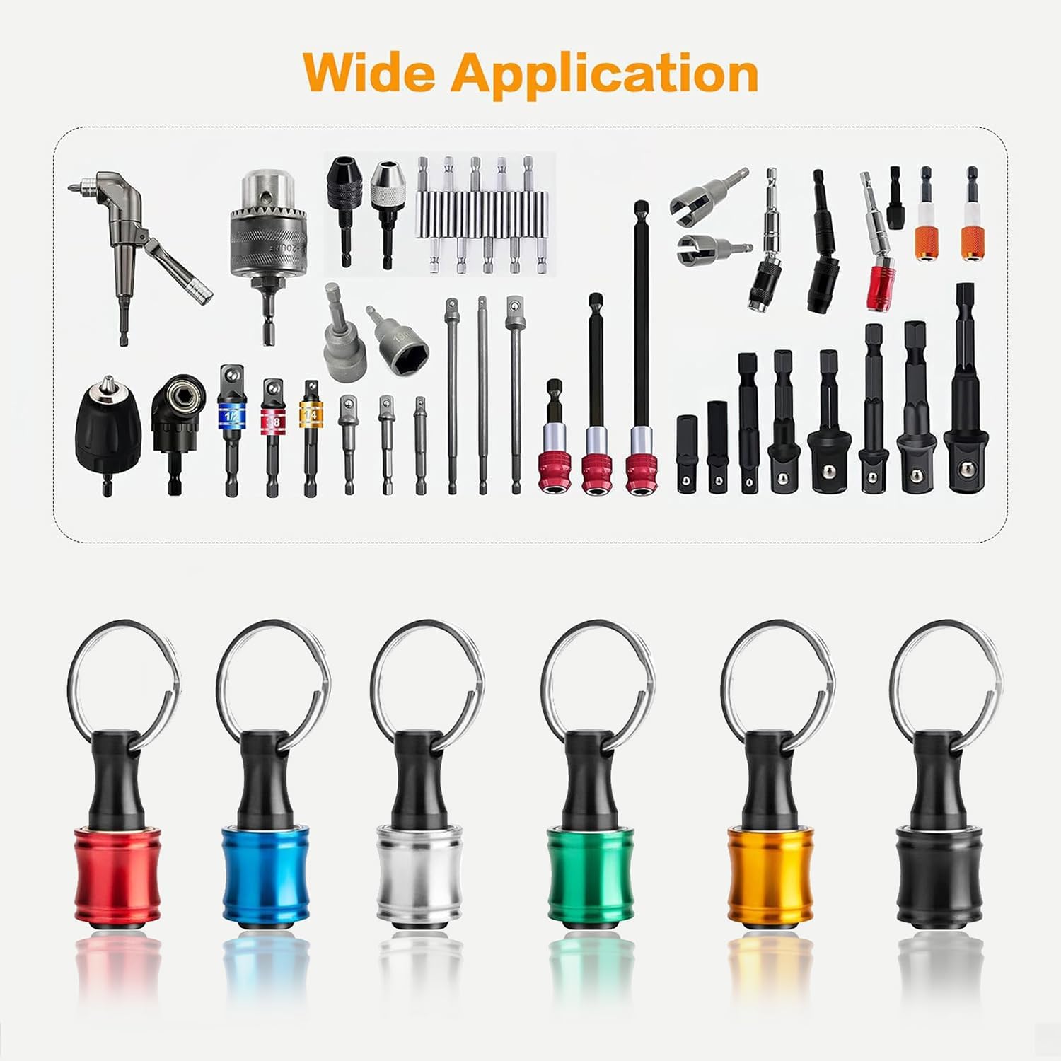 Bit Holder Keychain 1/4 Socket Hex Shank Screwdriver Bits Holder Light-weight for Impact Driver Drill Bit Keychain Extension Bar Quick Release Easy Change Tools & Home Improvement Gift (Black)