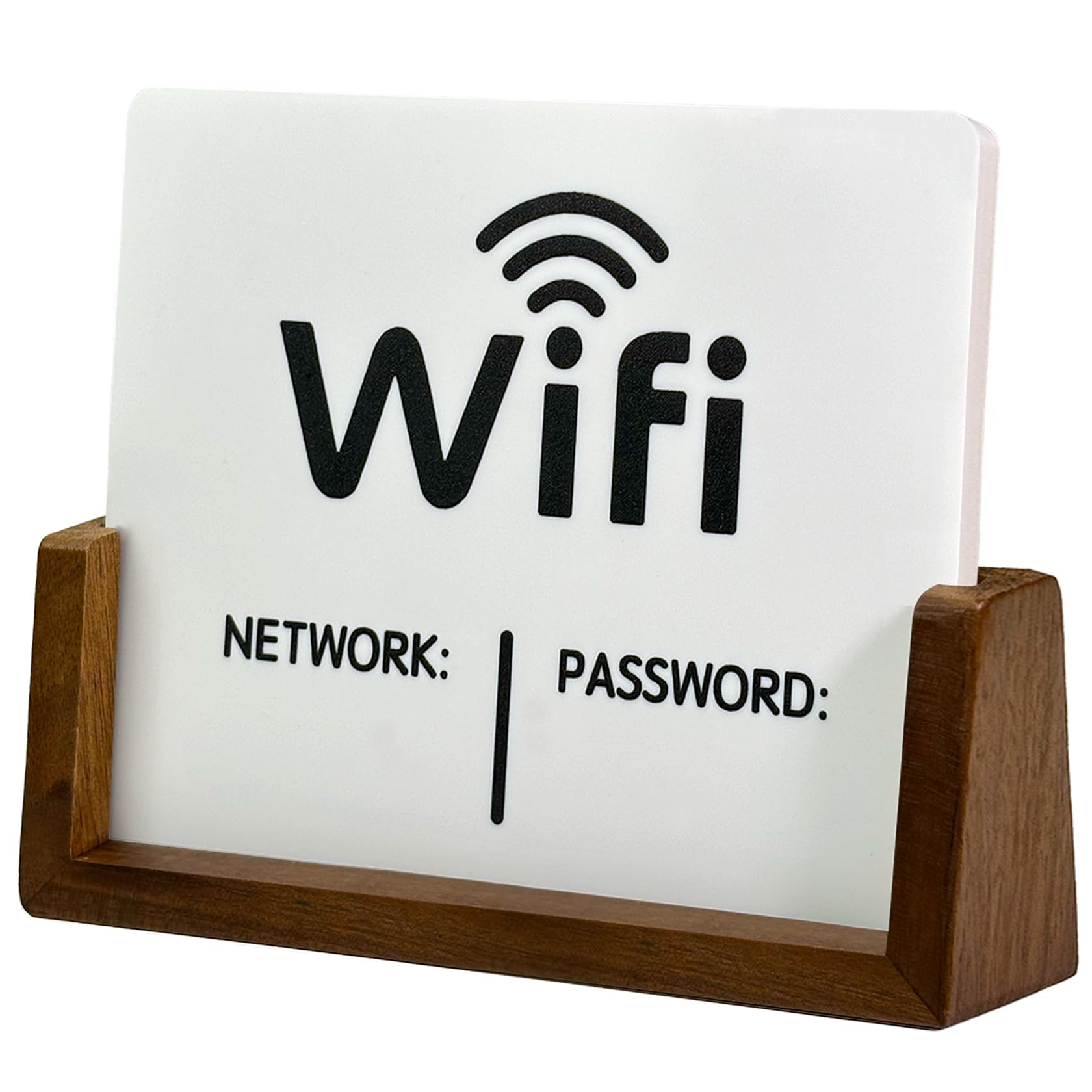 HILELIFE Wifi Sign for Guests Wooden Base Wifi Password Sign for Home Office Cafe, Custom Wifi Network Display Modern Minimalist Decor (White)