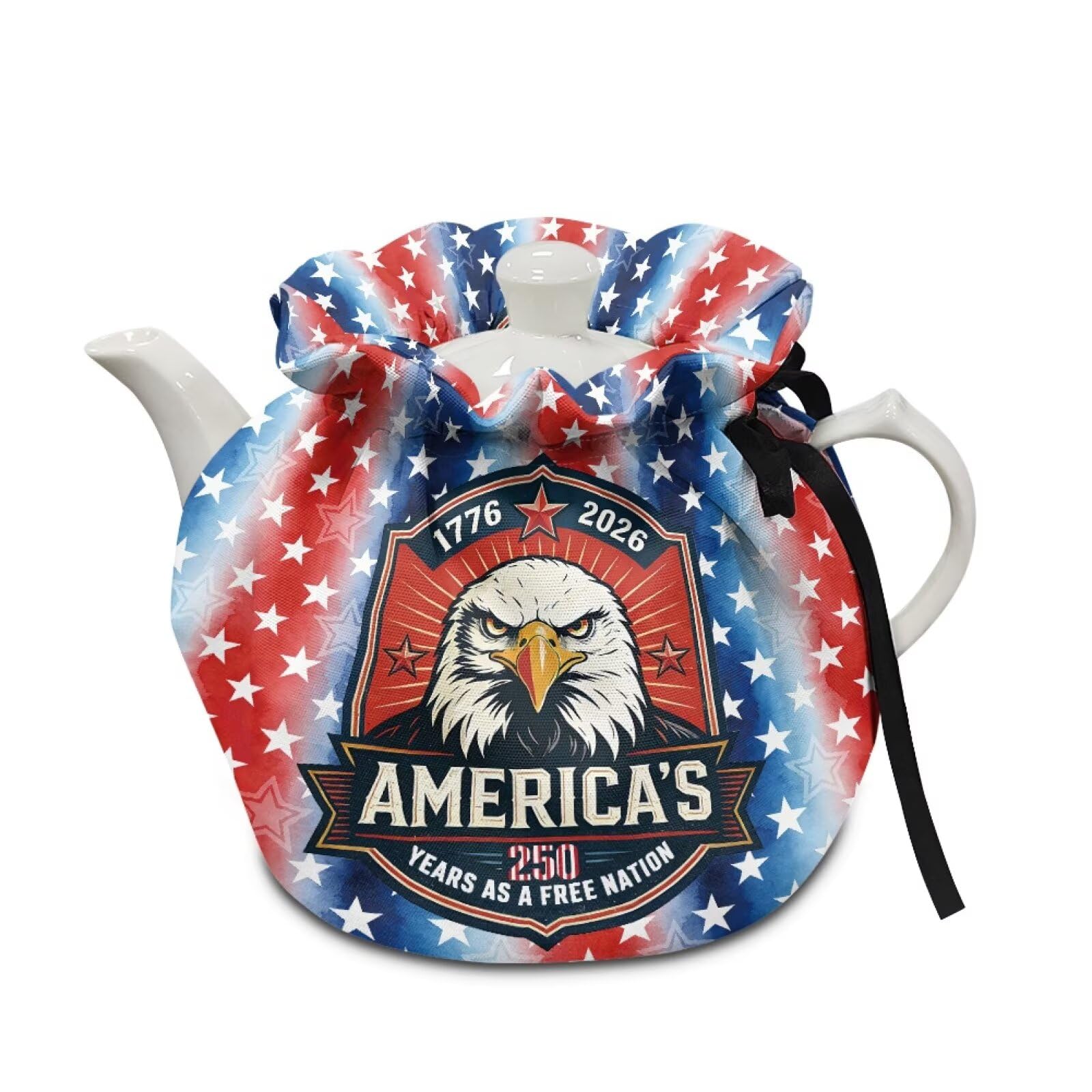 Eagle Tea Pot Cover 250Th Anniversary Decor Durable Teapot Pouch Insulated Independence Day Kettle Cover Drawstring Teacup Covers Insulated Drop-Proof Shock-Proof Kitchen Home Dining July 4Th