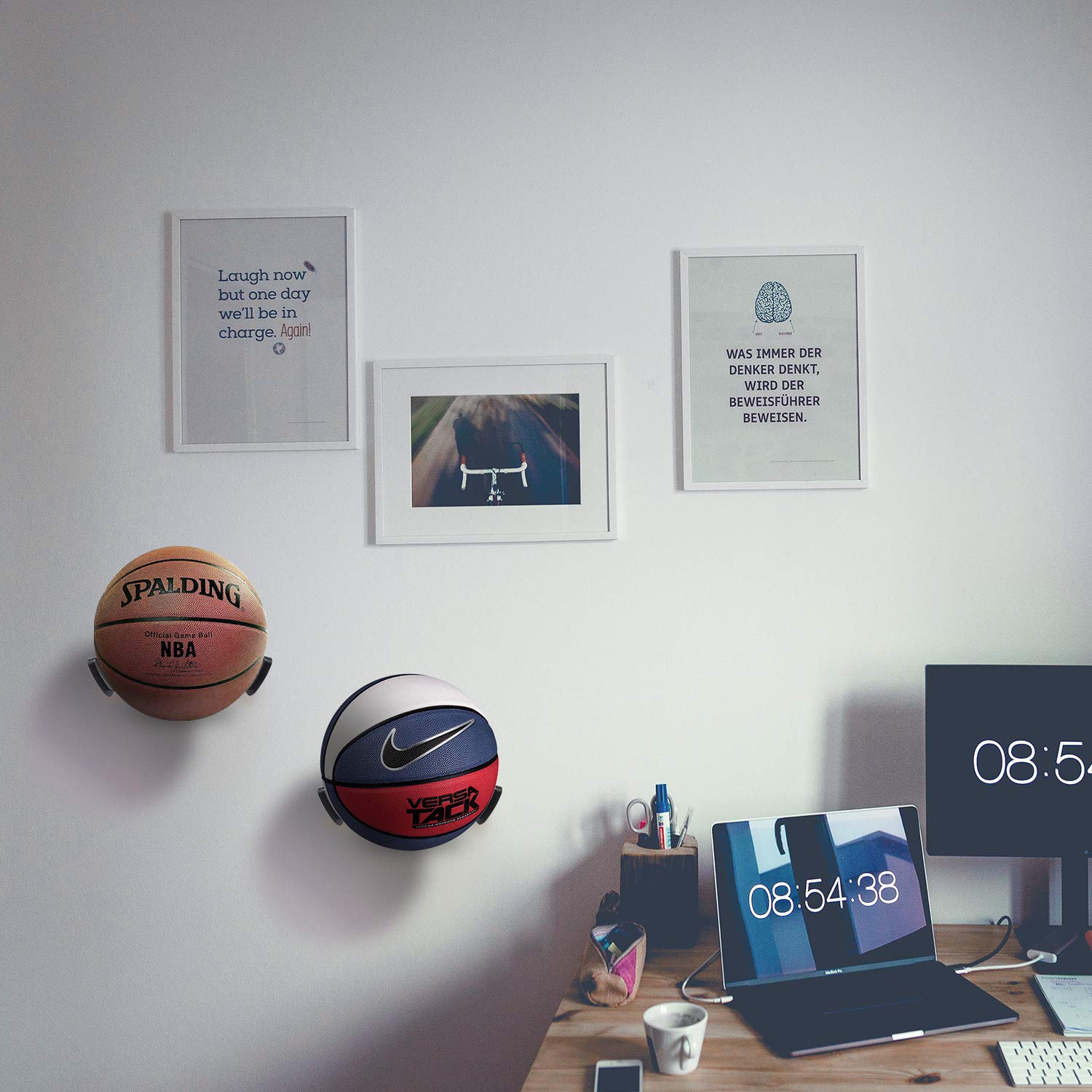 Image secondaire de Jolitac Lot de 2 Supports muraux pour Ballons de Basketball, Football, Volleyball, etc