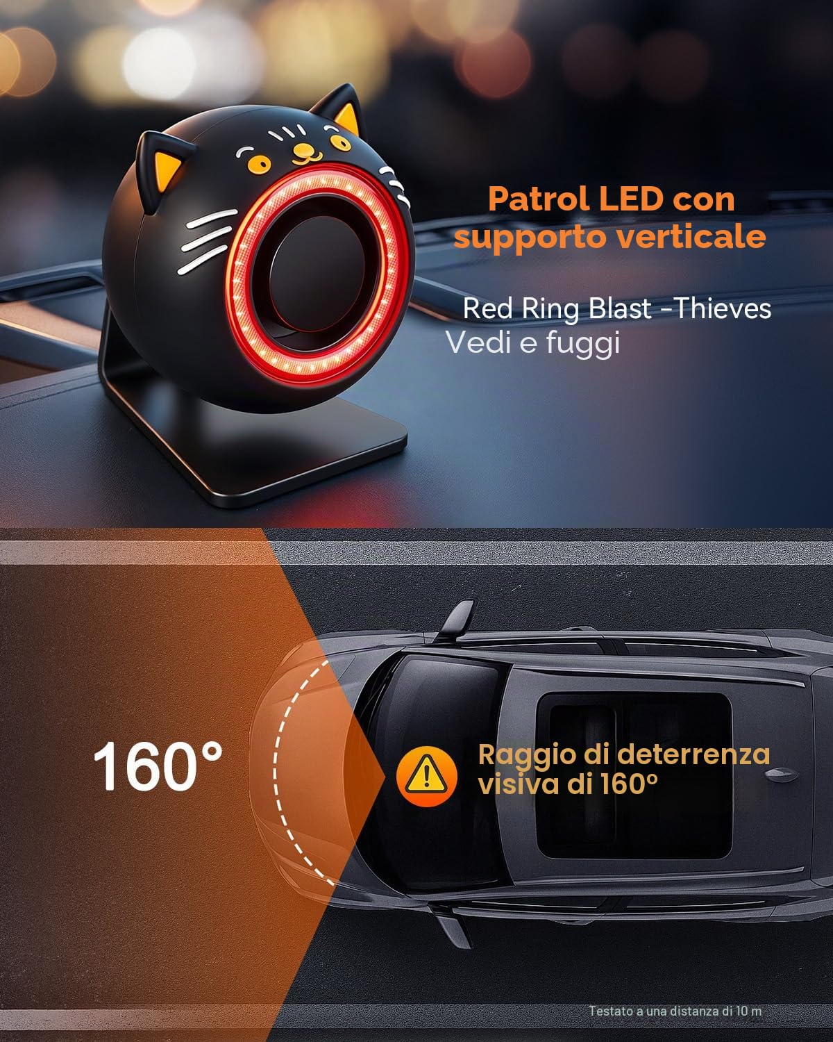 Sistema di allarme per auto, allarme di vibrazione senza fili, sistema di protezione antifurto, 120 dB, sistema di allarme antifurto con telecomando, allarme antifurto con attacco magnetico per auto