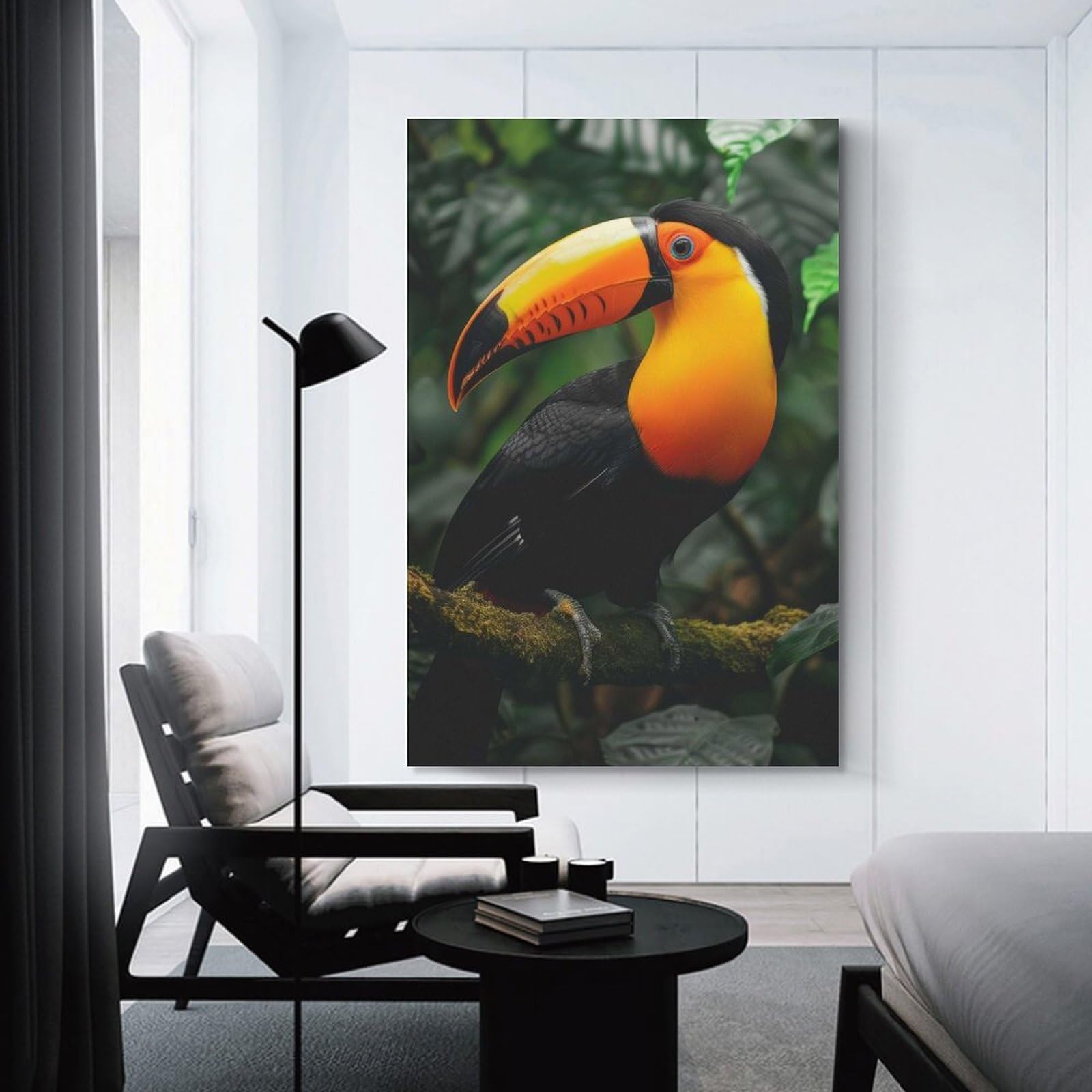 Junmoney Toucan in Rainforest Canvas Wall Decor, 20x30inch(50x75cm), for Office, Study Or Home Workspace, Wall Art That Adds Style to Work Areas