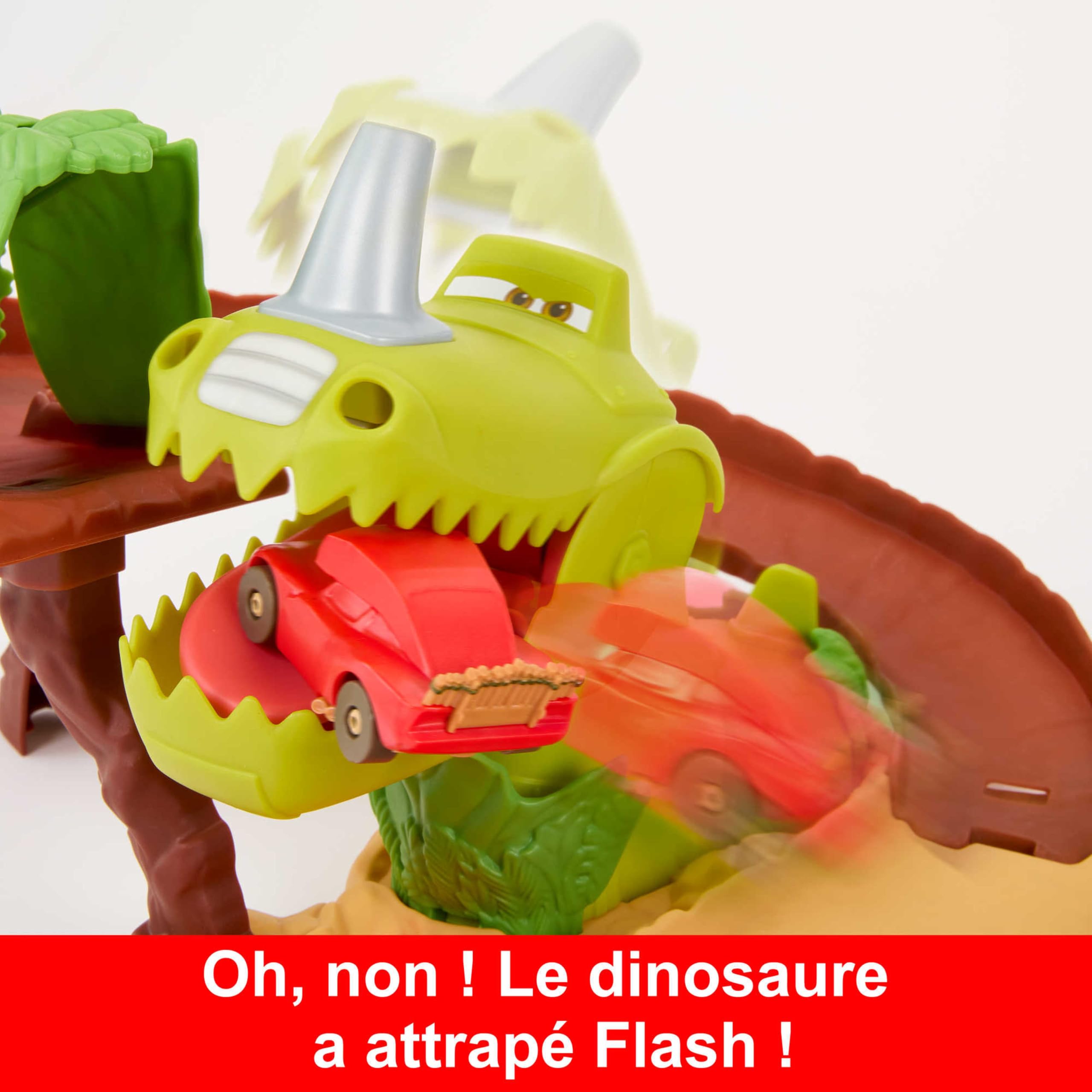 Mattel Disney Pixar Cars Coffret Dino-Parc Avec Véhicule Flash Mcqueen, Dinosaure Et Effets D’Action À Activer, Jouet Enfant, Dès 4 Ans, HNL99