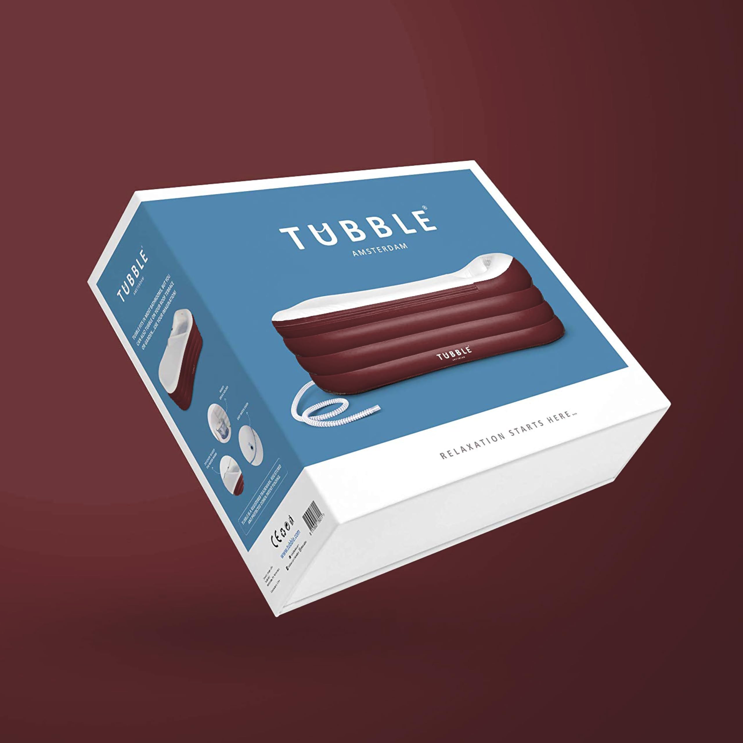 Tubble Nadmuchiwana wanna dla dorosłych – ulepszona wersja, rozmiar 200/255 litrów, nowy model i znacznie mocniejszy zamek błyskawiczny (Deep Burgundy, 255 l/Royale)