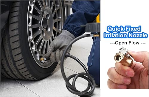 Miniatura 7 de Mandril de aire de latón resistente portabrocas de neumático recto de flujo abierto con clip de bloqueo portabrocas de neumático FNPT de 14 pulgadas