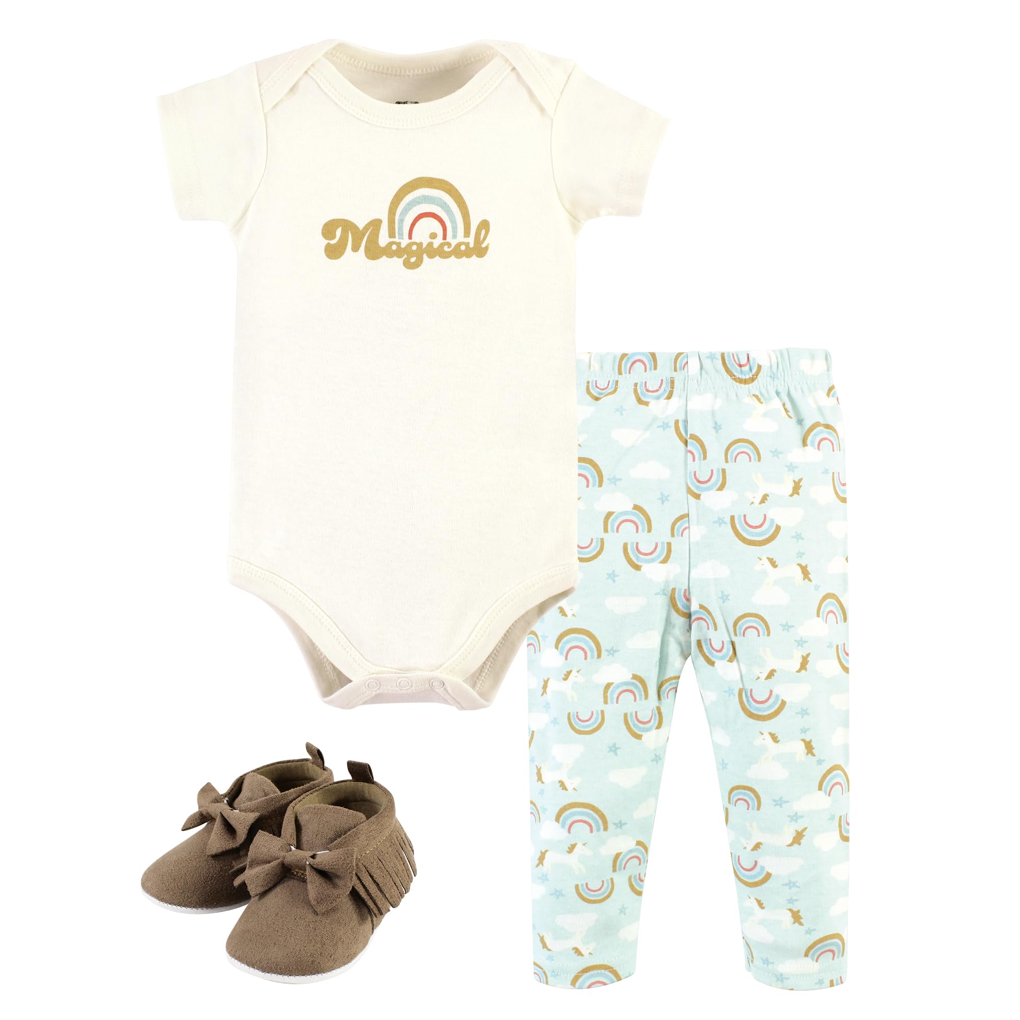 Hudson Baby Unisex Baby Cotton Bodysuit, Pant and Shoe Set