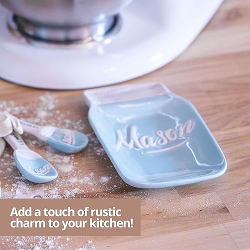 Miniatura 6 de Soporte de cuchara de cerámica para la parte superior de la estufa, soporte para cuchara de cocina en tarro de masón para estufa, bonito soporte