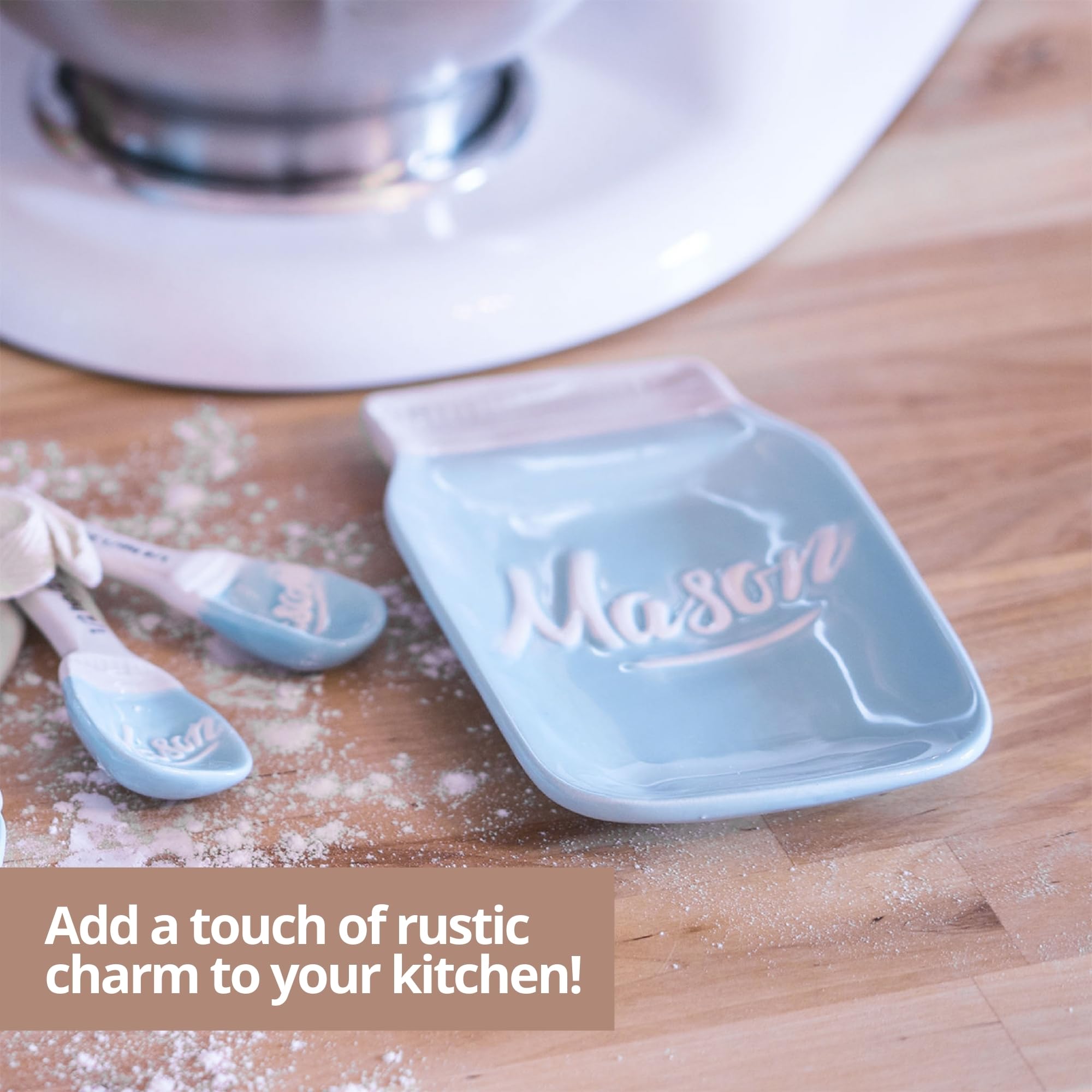 Amazon.co.jp: (Blue) - Blue Ceramic Mason Jar Spoon Rest : ホーム