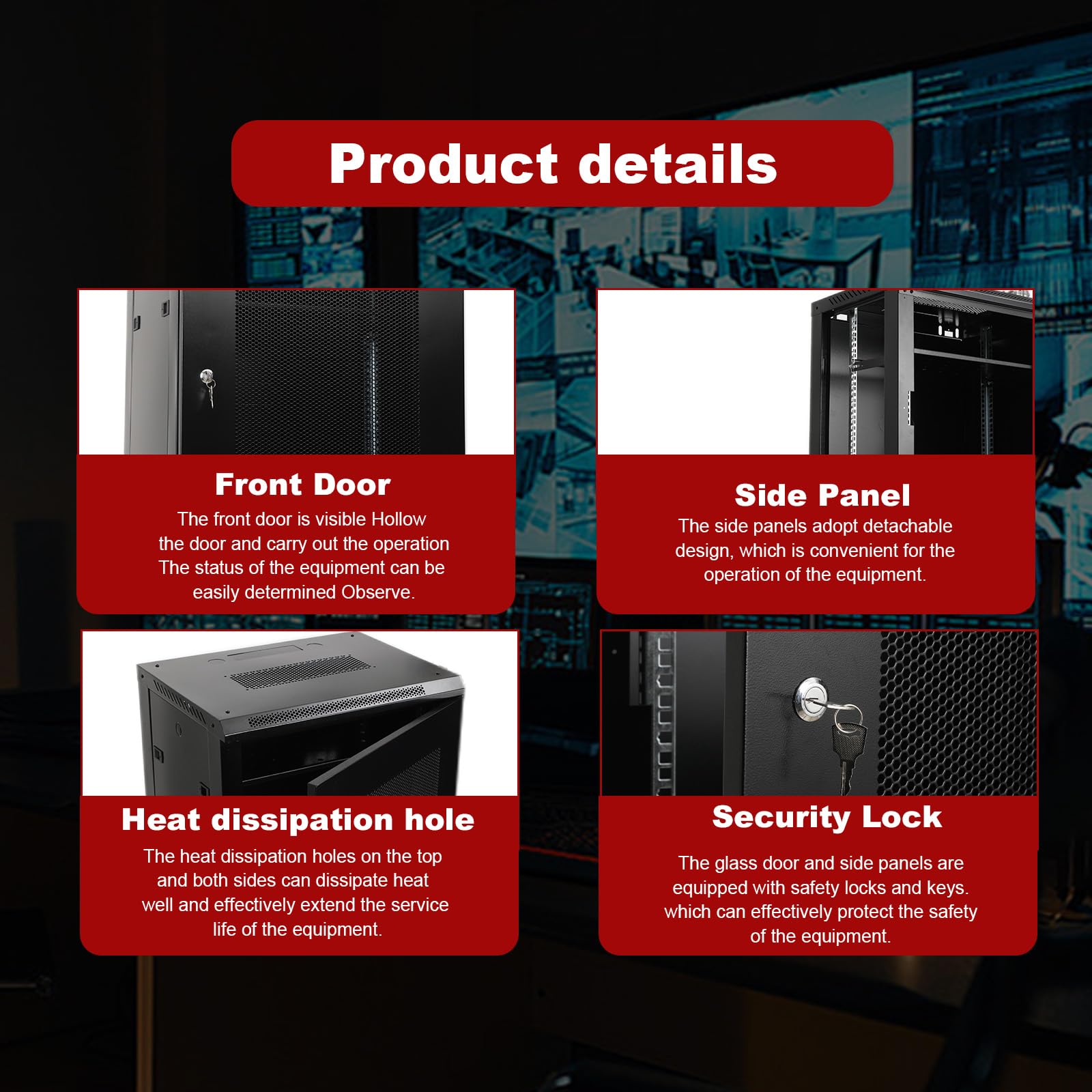 Armadio rack per server a parete portatile con ruote staccabili per Home Office Server Room apparecchiature di rete
