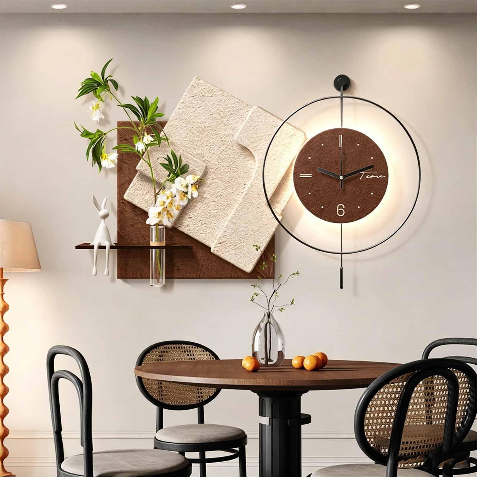 YDAECKRYVB 3D Sandstone Wall Decor，Decorative Wall Clock Art With LED Lighting，Hanging Wall Clock Ornament (Silent Quartz Movement)， Suitable For Living Rooms And Entryways(B,50 * 70cm/19.7 * 27.6in)