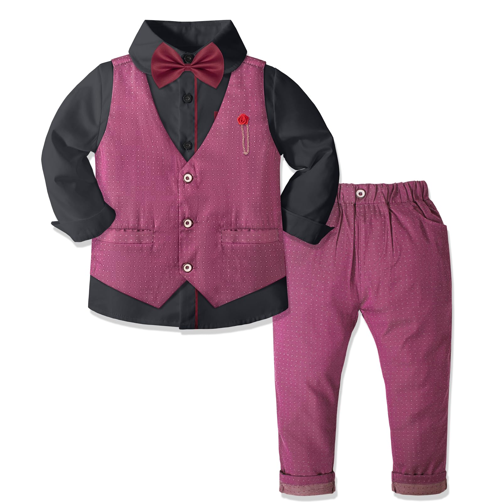 Nwada4 Piece Boy Suits Boys Wedding Suit Page Boy Party Prom Formal Tuxedo Suits 3-4 Years