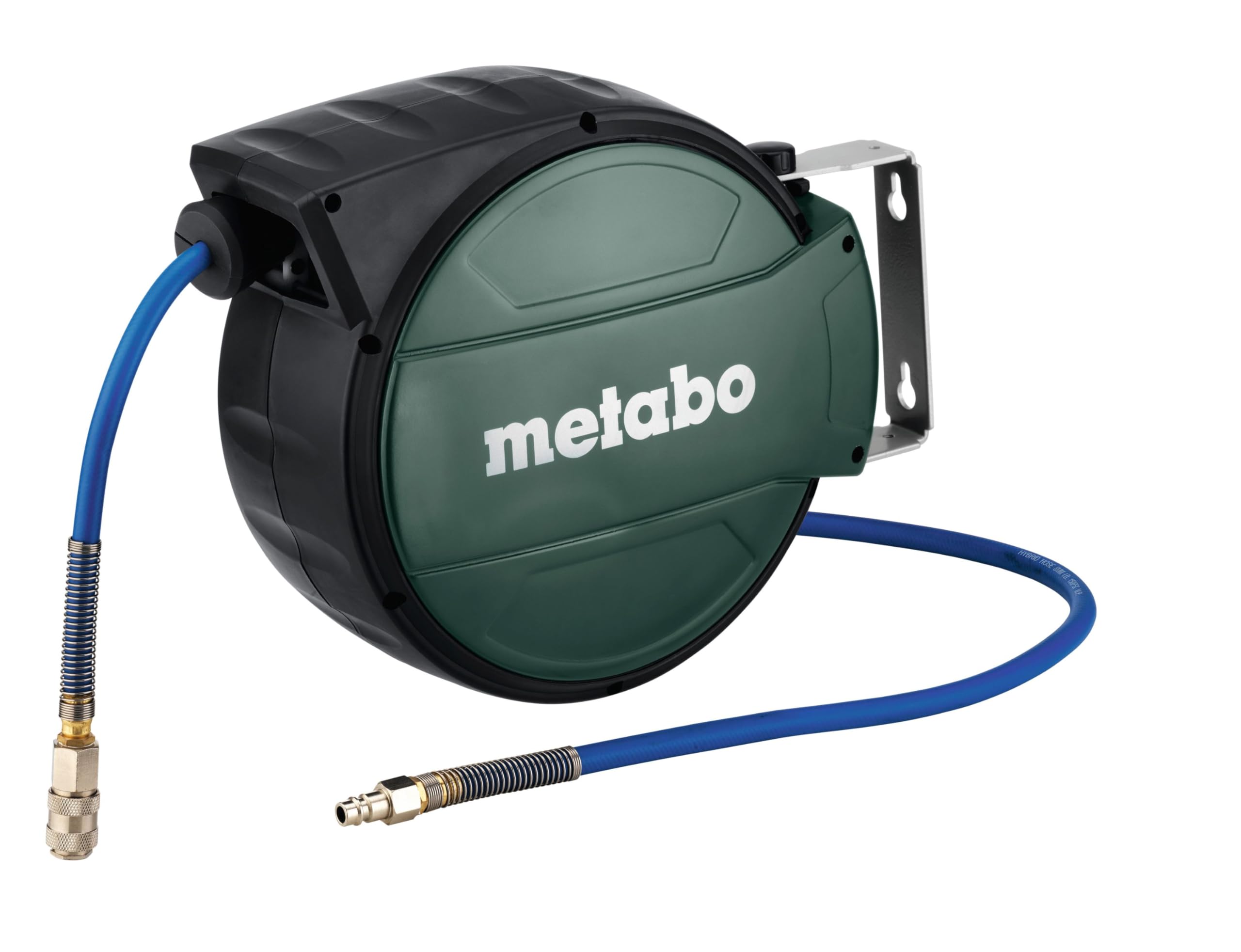 metabo Enrouleur de tuyau SA 210-8 m - Tuyau hybride - Raccord rapide universel 1/4" - Pression 10 bar - Verrouillage et enroulement automatiques - Support mural et de plafond - Enrouleur de tuyau