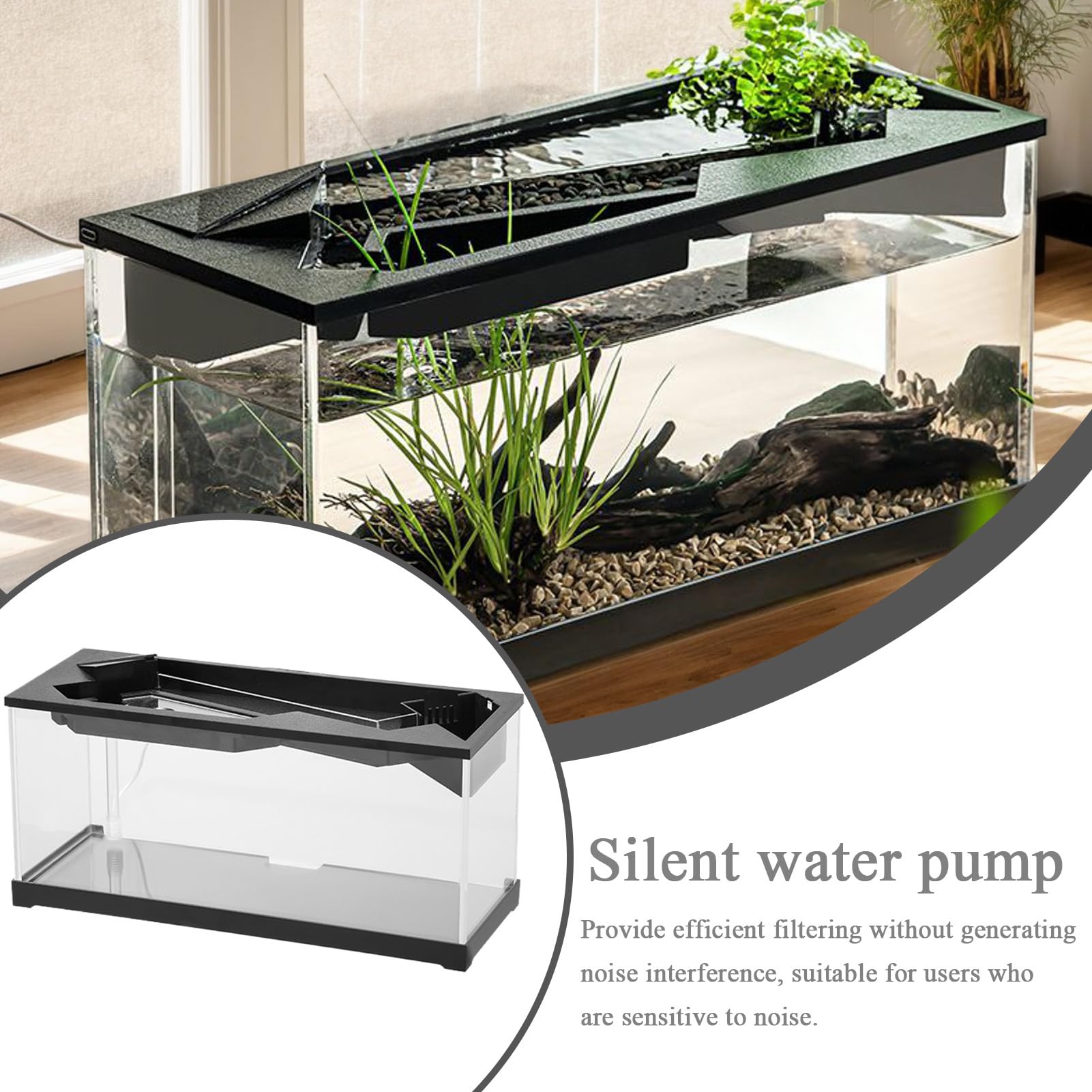 Acquario acrilico Acquario-Clear con filtro, pompa 'aria | inizio di avviamento per pesce da combattimento, acquario da tavola per soggiorno, soggiorno, dormitorio, studio, acquario p