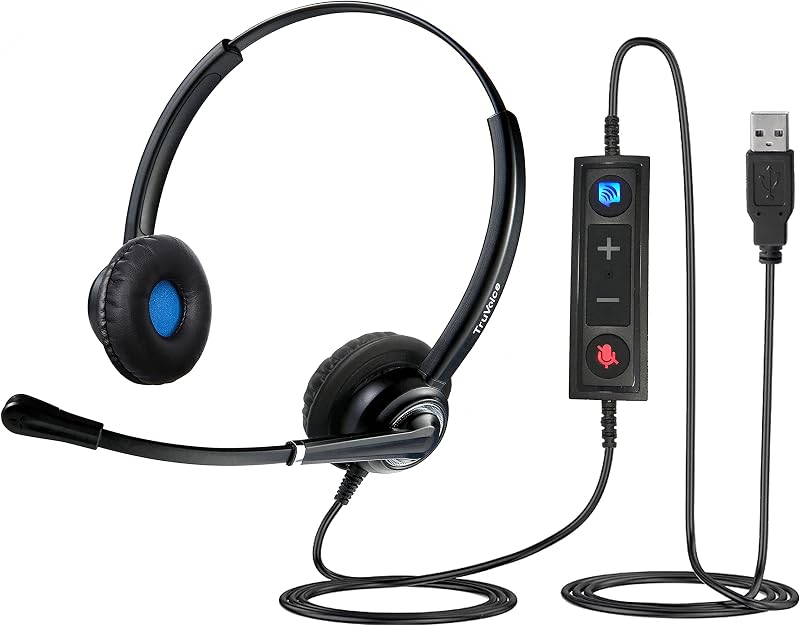 VoicePro 20 Professional Home Office and Call Center USB Headset with Noise Canceling Microphone, HD Speakers and in Line Call Controls with Mute, Compatible with All UC Voice Platforms.