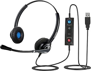VoicePro 20 Professional Home Office and Call Center USB Headset with Noise Canceling Microphone, HD Speakers and in Line Call Controls with Mute, Compatible with All UC Voice Platforms.