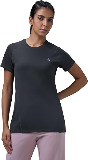 TECHNOSPORT Womens Polyester Regular Fit Crewneck Half Sleeve Shirt Sleeve|WTW105