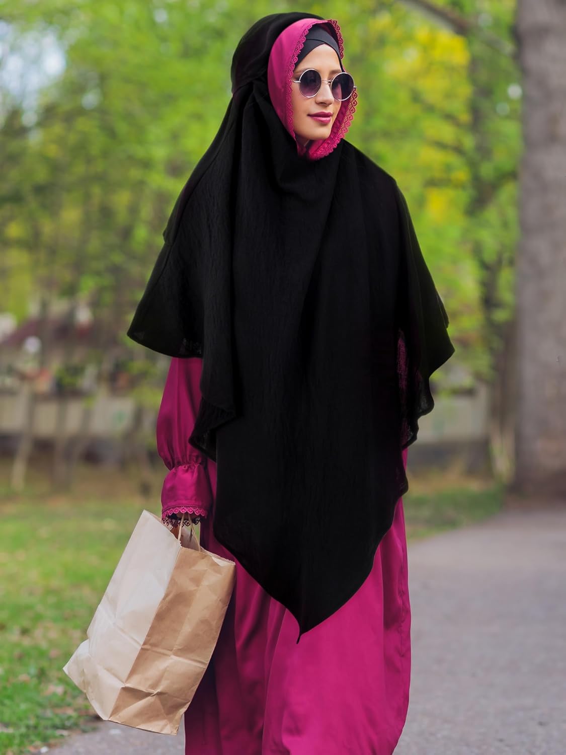 Geyoga Women's Muslim Prayer Hijab 2 Layers Islamic Hijab Cover Soft Lightweight Breathable Hijab Long Scarf - Image 6