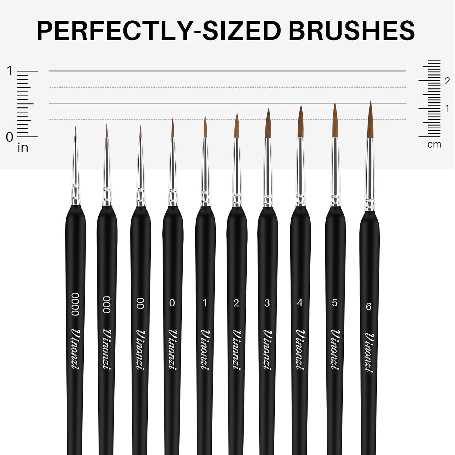 10Pcs Detail Paint Brushes, Fine Tip Pain Brush Set, Miniature Model Painting Brush for Acrylic, Watercolor, Oil, Face, Nail, Scale Model Painting, Line Drawing