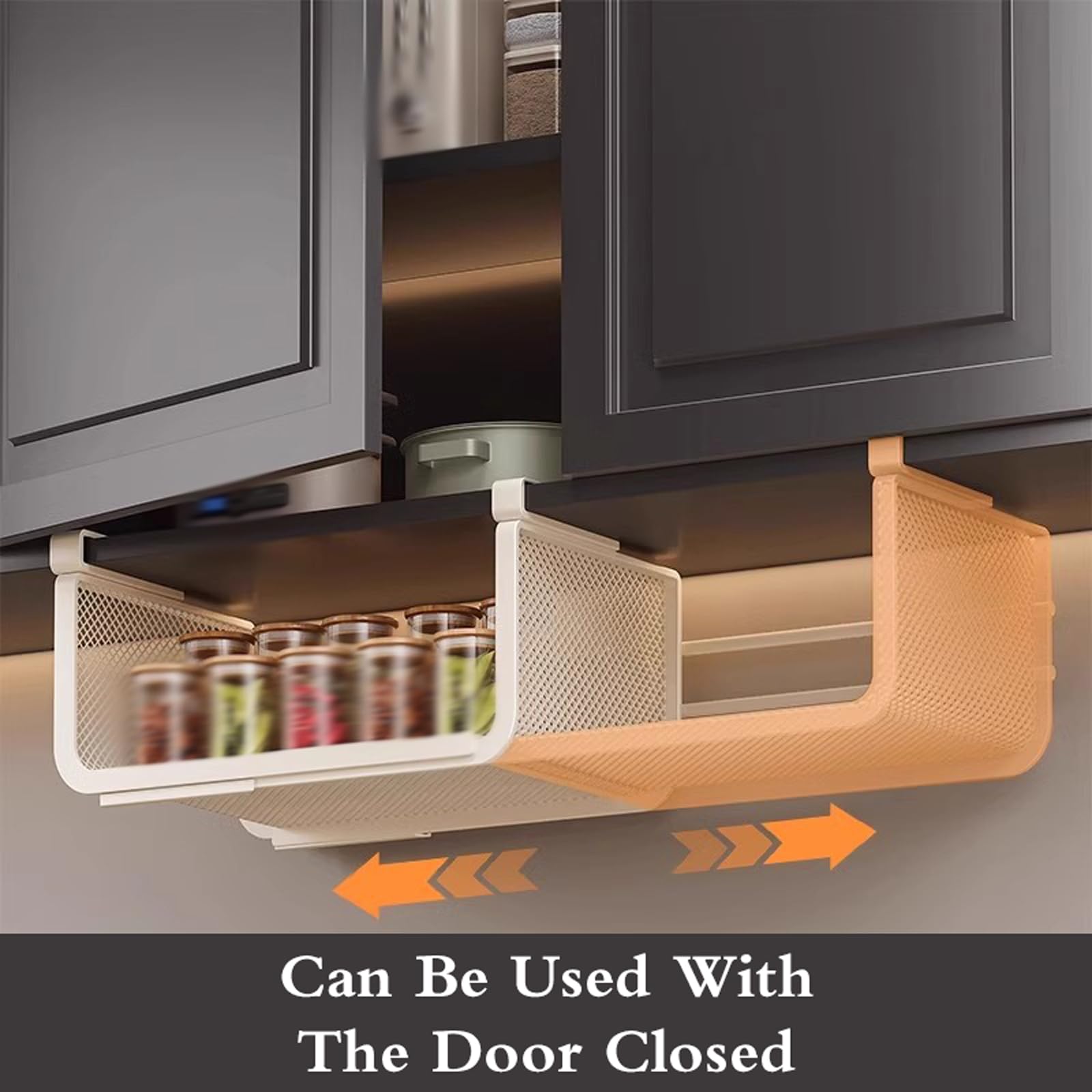 Cesto Portaoggetti Estensibile sotto Mensola,Ripiano Cucina,Cestello Sottoripiano,Ripiano Regolabile sotto Il Mobile,Cesto sotto Ripiano Organizer Dispensa Multifunzionale,per Casa