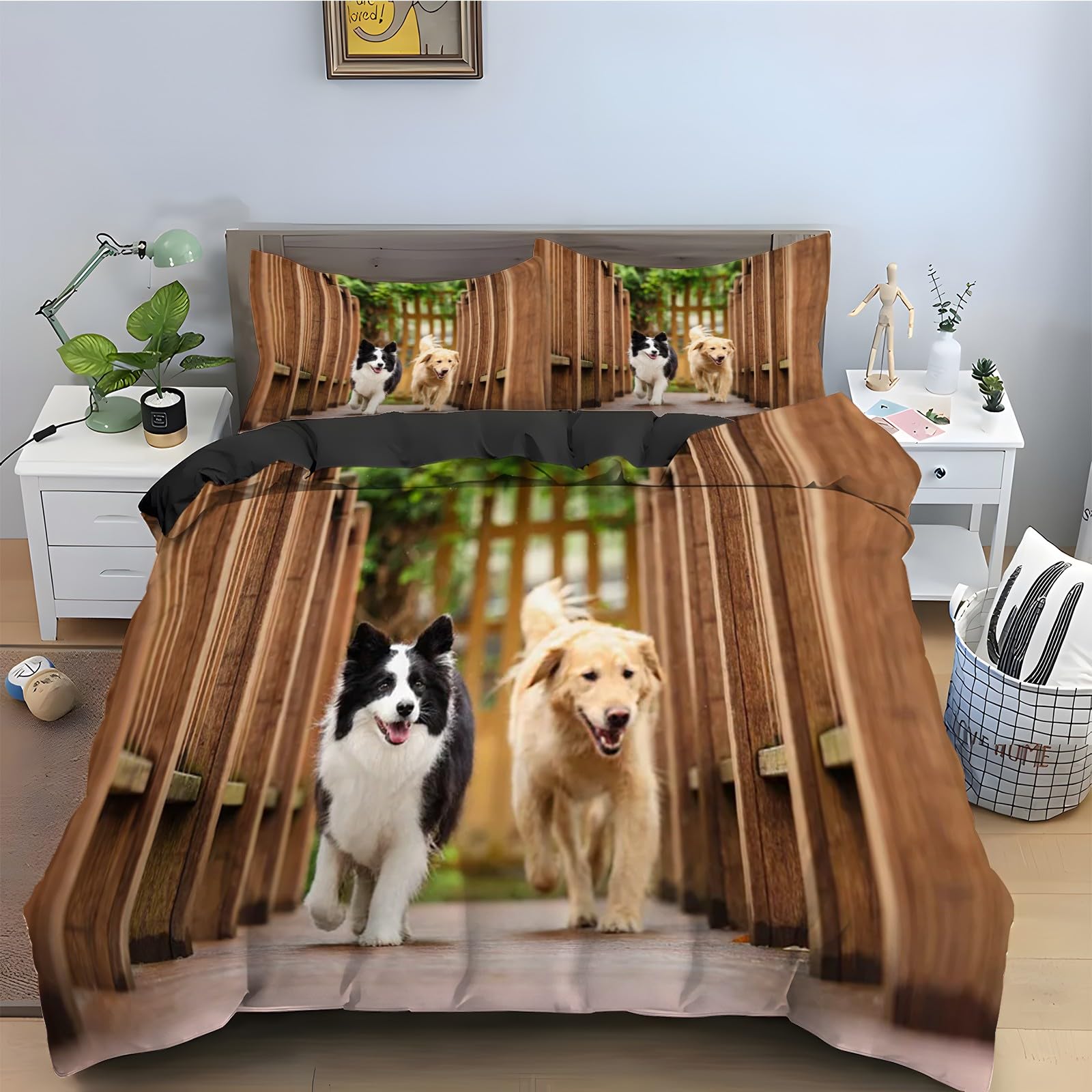 Housse de couette 220x240 avec fermeture éclair motif Chien de Berger