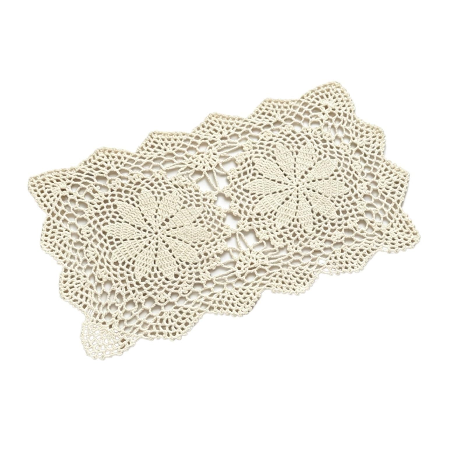Napperon en dentelle de coton au crochet beige de qualité supérieure 17X10.5" lot de 4