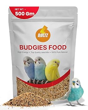Boltz Bird Food for Budgies - 500gm | Natural & Healthy Premium Mix Seeds, | Daily Bird Budgies Food Seeds| All Life Stages - Mix Seed (500 GM) - image, photos