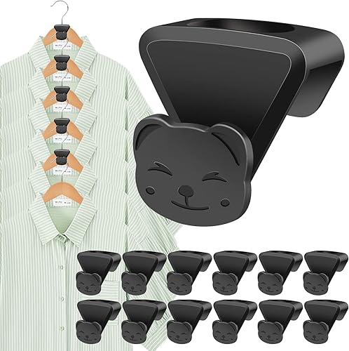 Paquete de 36 ganchos negros para colgar ropa que ahorran espacio, ganchos resistentes que ahorran espacio, artículos esenciales para dormitorio