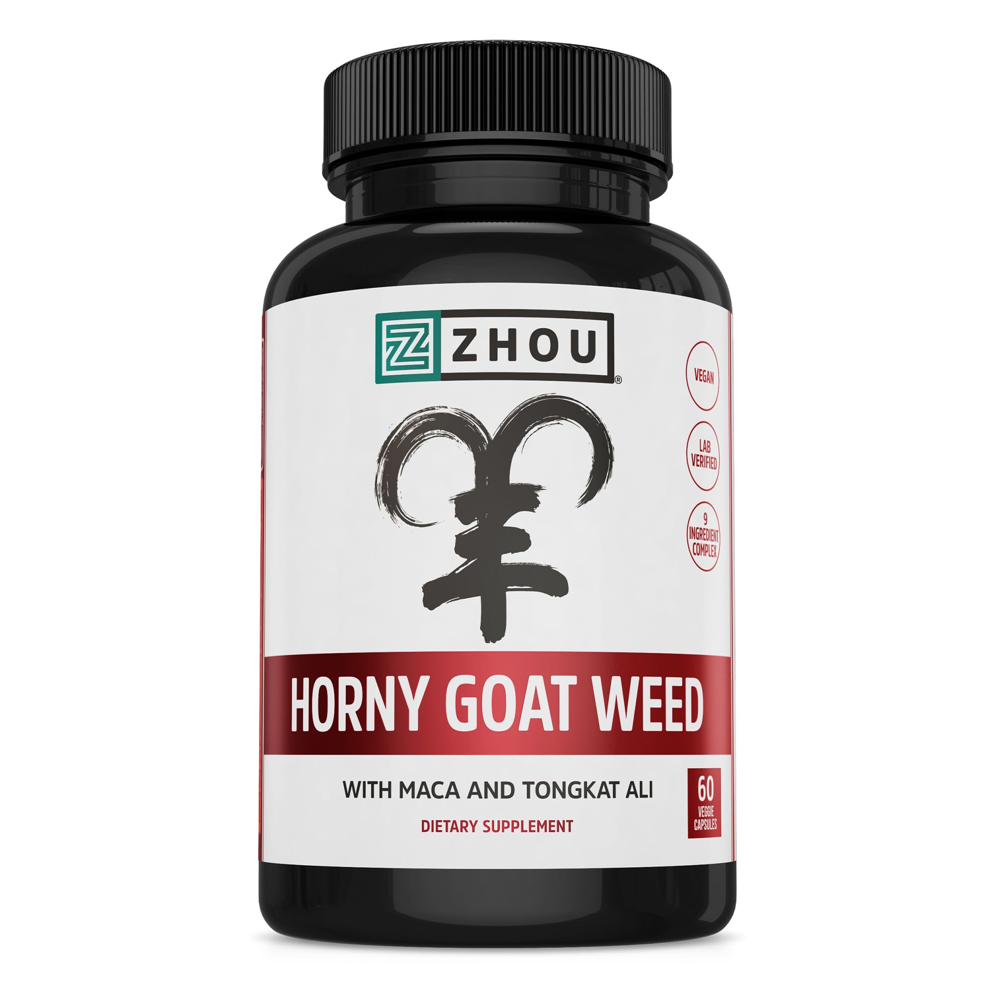 Zhou Horny Goat Weed - Herbal Extract for Men & Women - 60 Veggie Capsules