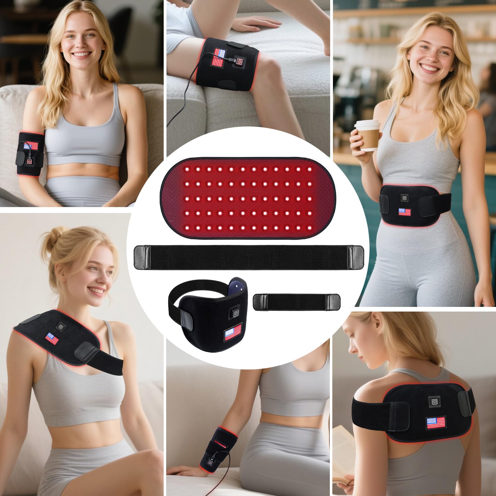 Red-Light-Therapy-for-Body,2025 Upgraded 4 Modes Near Infrared Light for Body Pain Relief,60 Dual-Wave(660nm & 850nm) LEDs,Multi-Mode Customization,Premium Leather(12.4" x 6.1")