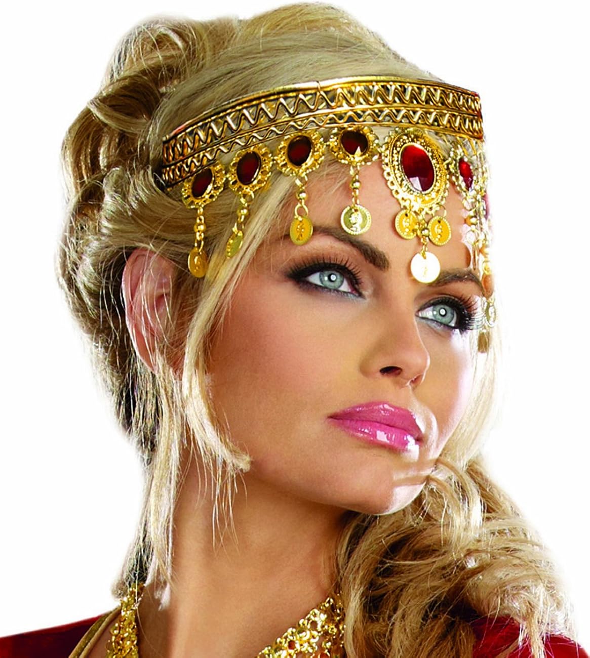 Dreamgirl Women's Dripping Rubies Headpiece, Gold, One Size: Clothing