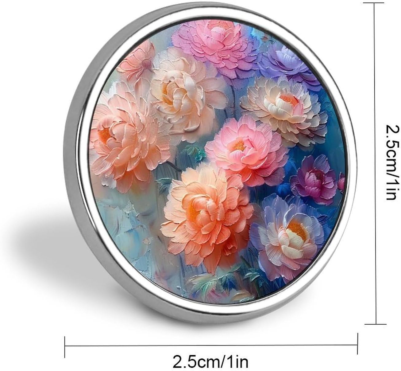 1 Inch Round Badge Metal Button Maker Supplies Soft Flowers Badge with Pin Funny Gifts for Couples, Friends, Clothing Accessories image 2