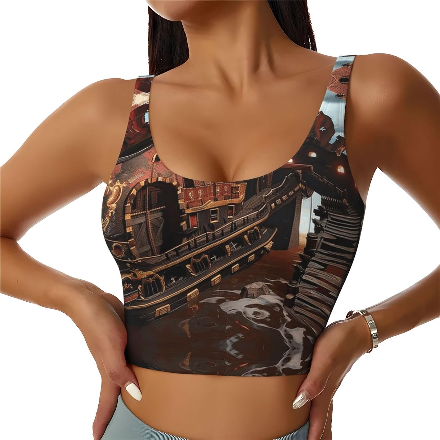 a Pirate Boat Women's Sports Bras - High Support Workout Tops for Women, Yoga Sports Bra, Bralettes with Support