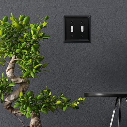 Vista 90 de Adler - Cubierta de pared de metal para interruptor de luz cuádruple, paquete de 2 unidades, color negro, 4 bandas, para interruptor de atenuación