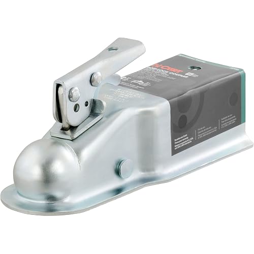 CURT 25100 Straight Tongue Trailer Coupler for 3-Inch Channel, 2-In Hitch Ball, 5,000 lbs