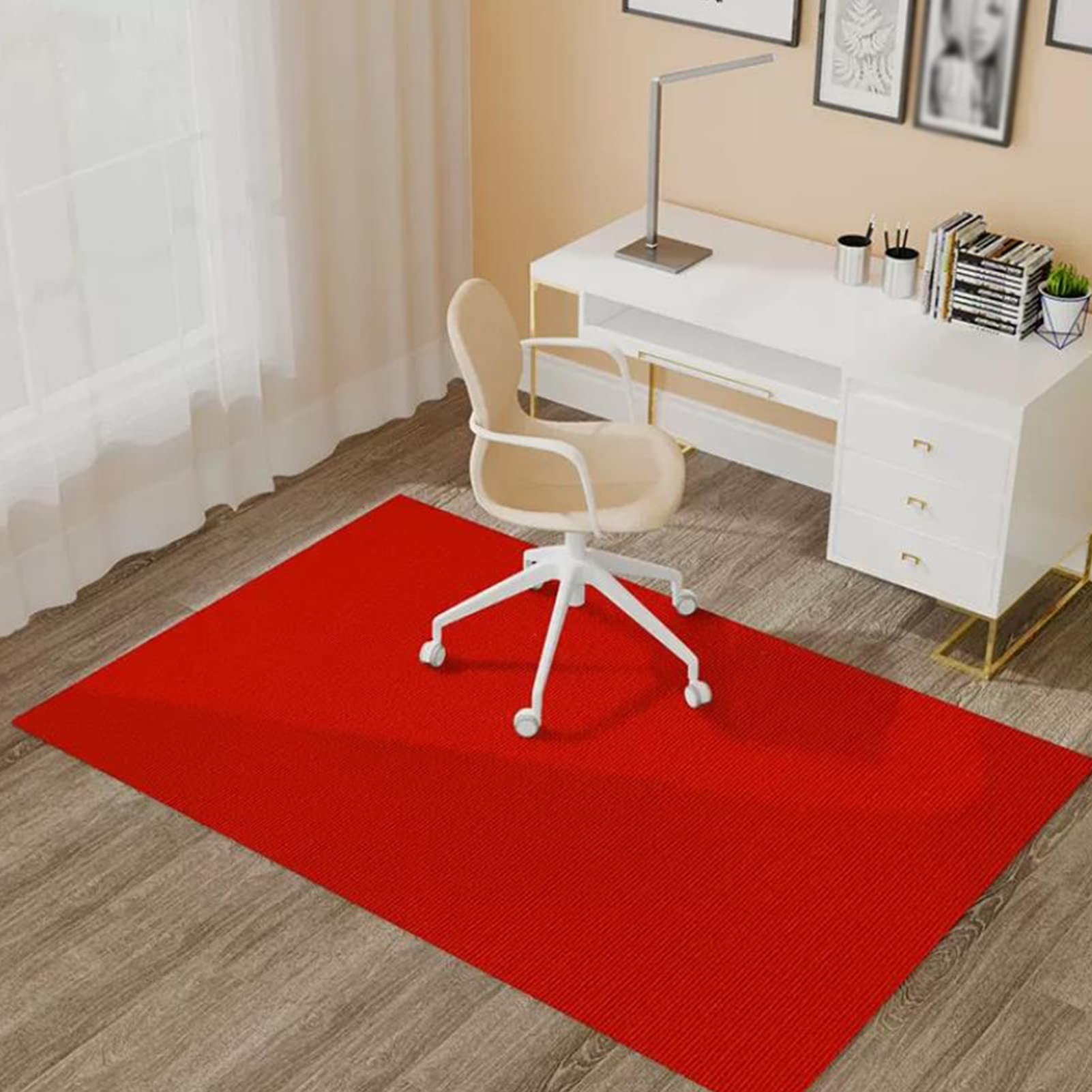 Office Chair Mat for Carpet, Desk Chair Mat, Abrasion and scratch resistant, water resistant, protection for hardwood or tile floors, under office chairs/entryway/balcony ( Color : Red , Size : 120x12