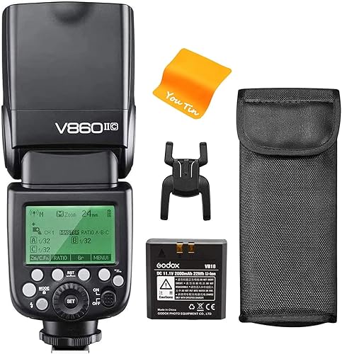 Godox Flash de cámara Speedlight V860II-C para Canon TTL 18000s HSS 2.4GHz Wireless X System GN60 compatible con cámaras digitales Canon 6D 7D 50D