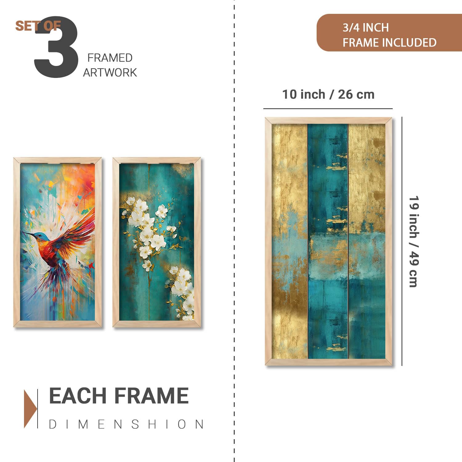 Kotart Abstract Wall Art Set - 3 Floral Prints -2 Kotart Abstract Wall Art Set - 3 Floral Prints -2
