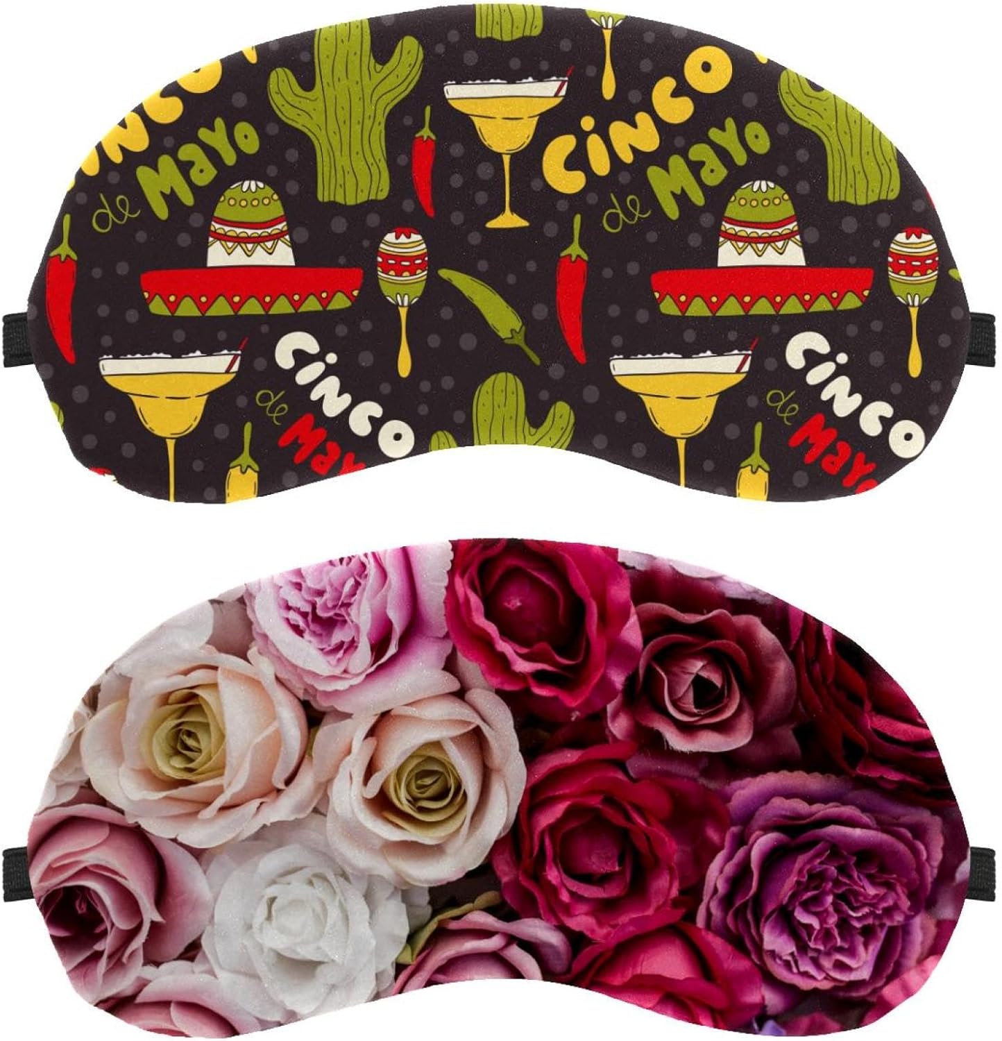Confezione da 2 maschere per gli occhi con rose rosa, rosse e bianche, per dormire, per dormire, per dormire, per viaggi, pisolini, aereo, blocco della luce