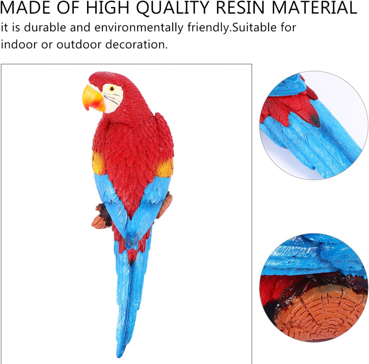 Parrot Decor Hanging Parrot Statue for Garden Resin Parrot Sculpture Realistic Parrot Outdoor Statue Outdoor Parrot Statue and Figurine Ornament Wall Decoration