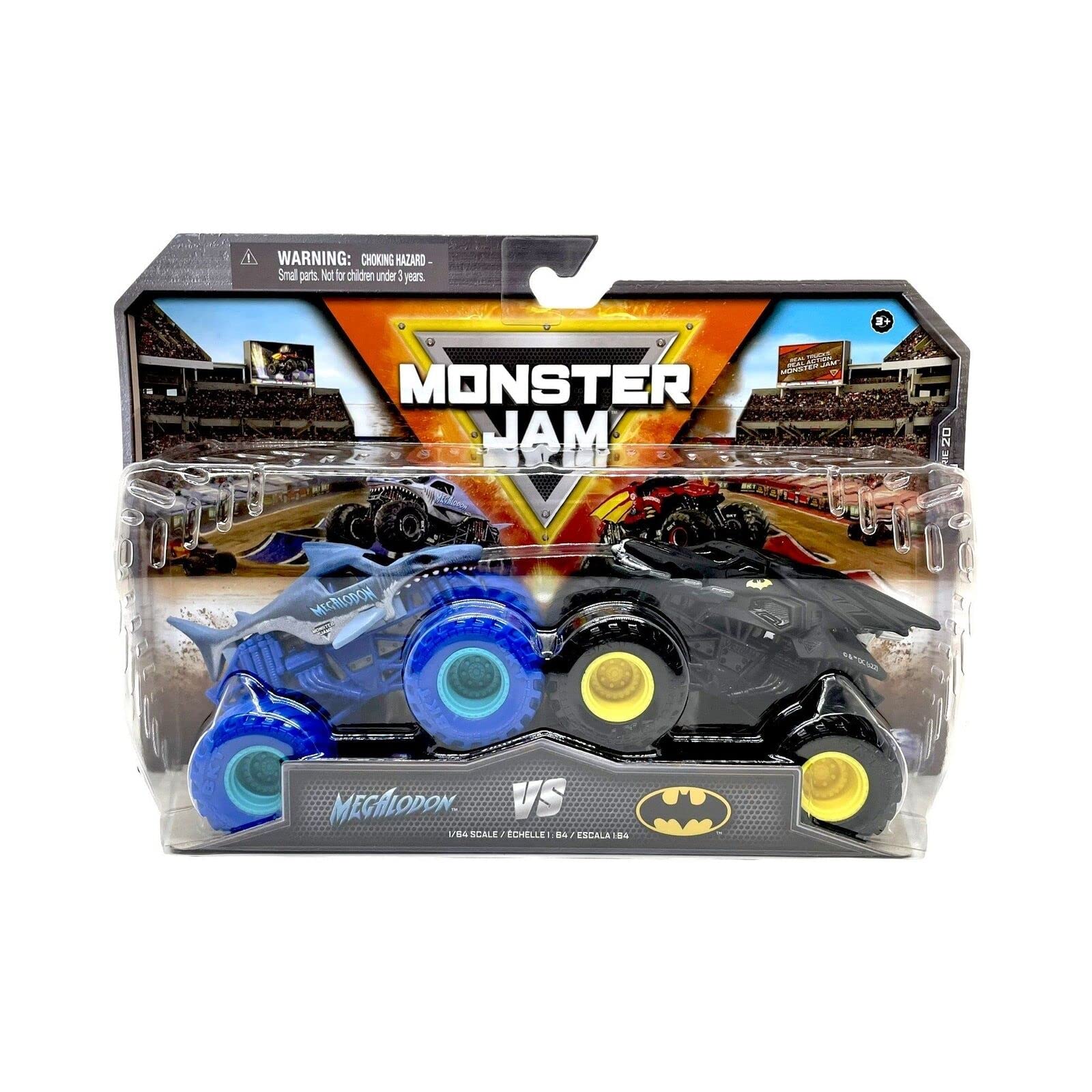 Monster JamMegalodon vs Batman, Series 20 (1:64 Scale Double Pack)