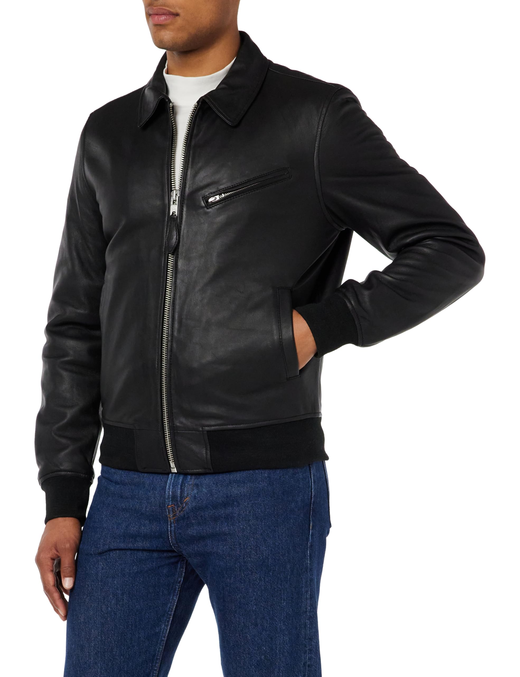 Schott NYC Lcmayfair Men's Leather Jacket, Black, L