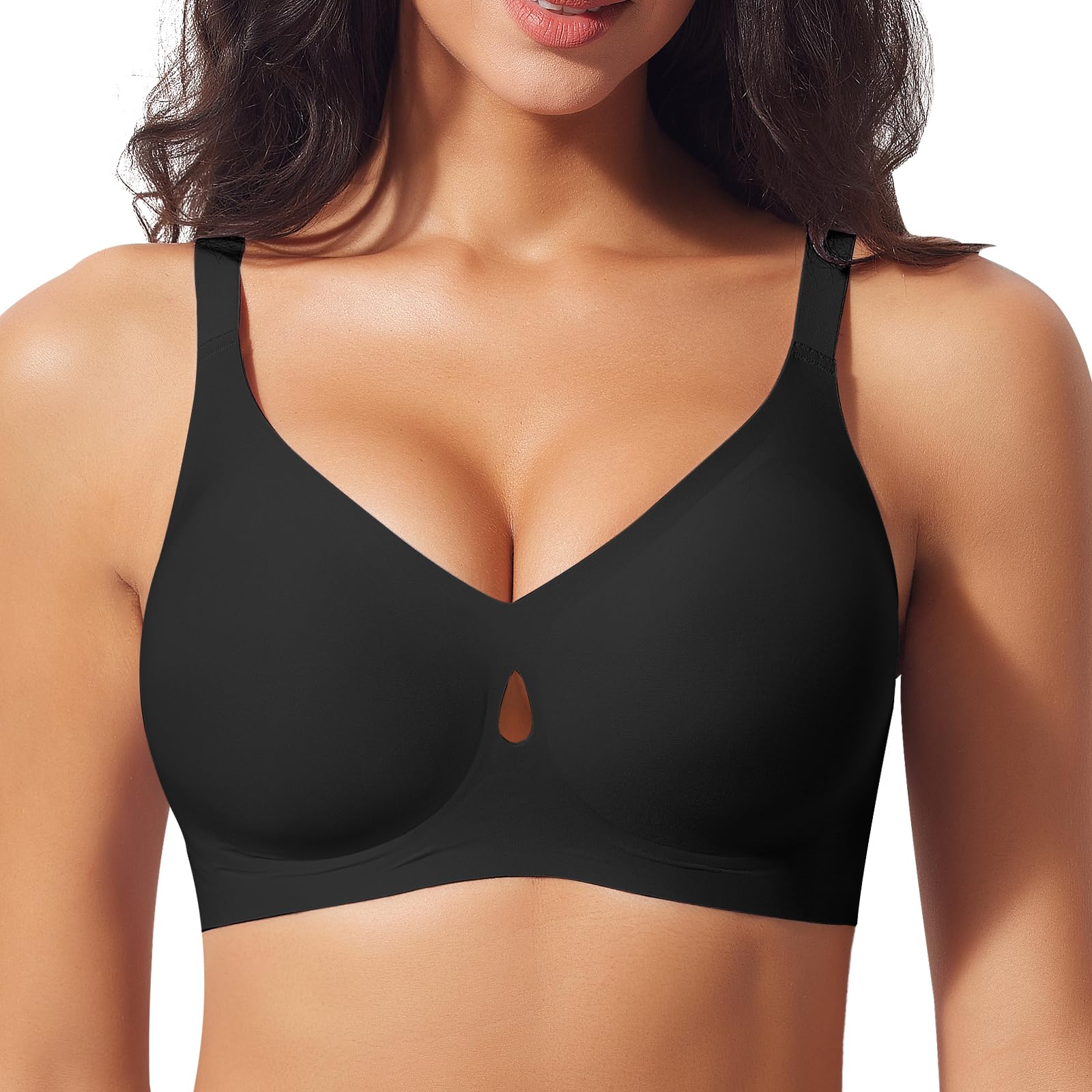 BH Damen Ohne Bügel Nahtloser Bequemer BH Bügellos Weich BHS Gepolstert Bustier Bralette Soft Bra V-Ausschnitt T-Shirt BHS
