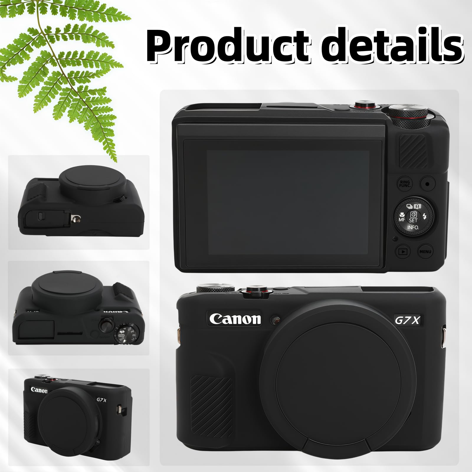 Etui do aparatu Canon G7 X Mark II, miękkie silikonowe etui ochronne z ulepszoną konstrukcją otwieraną w dół, obiektyw w pełni przezroczysty, zawiera 2 ochraniacze ekranu i 1 pasek na nadgarstek