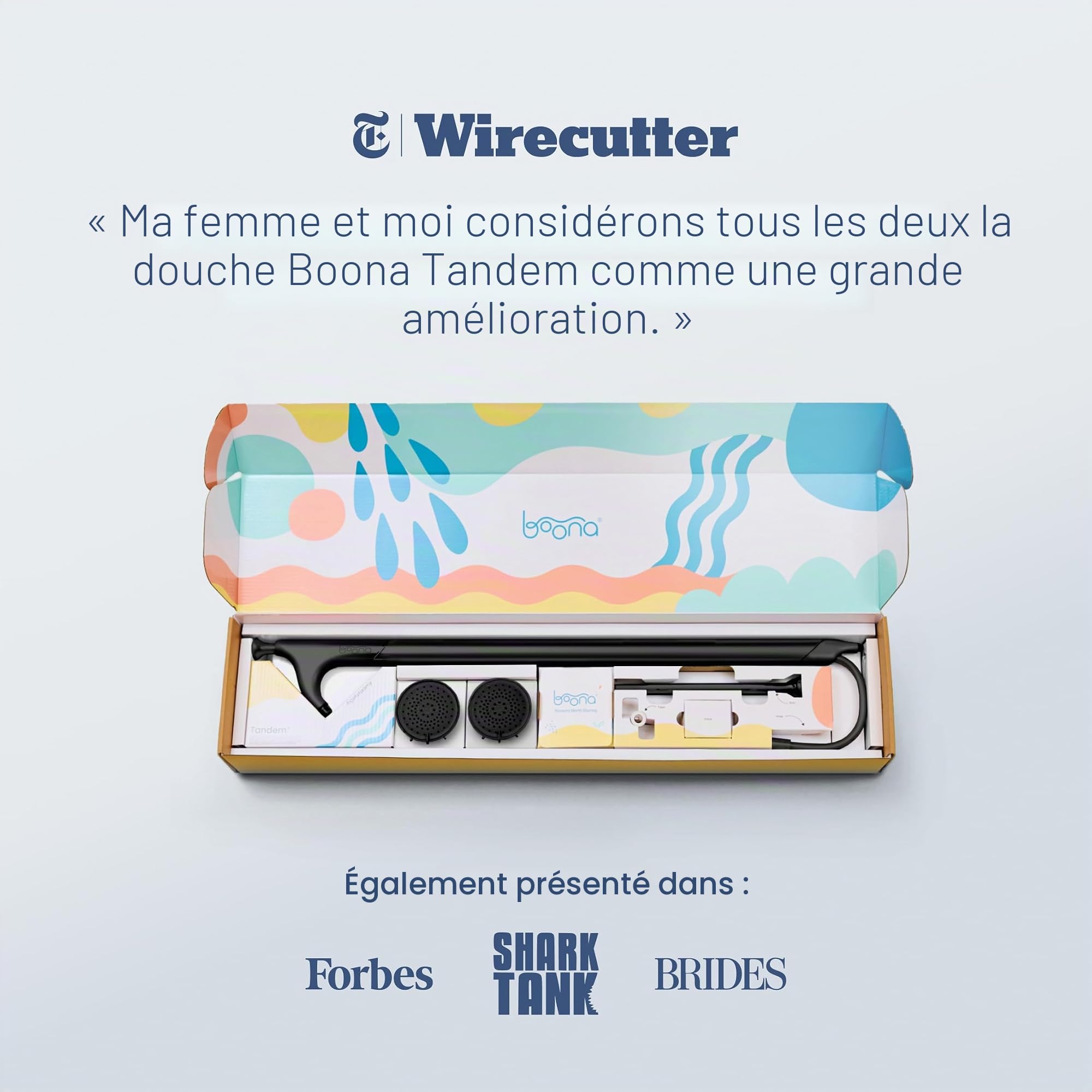 BOONA Douche tandem - Le pommeau de douche double original pour couples, double pomme de douche haute pression avec 3 réglages de débit (deux pommeaux, noir minuit)