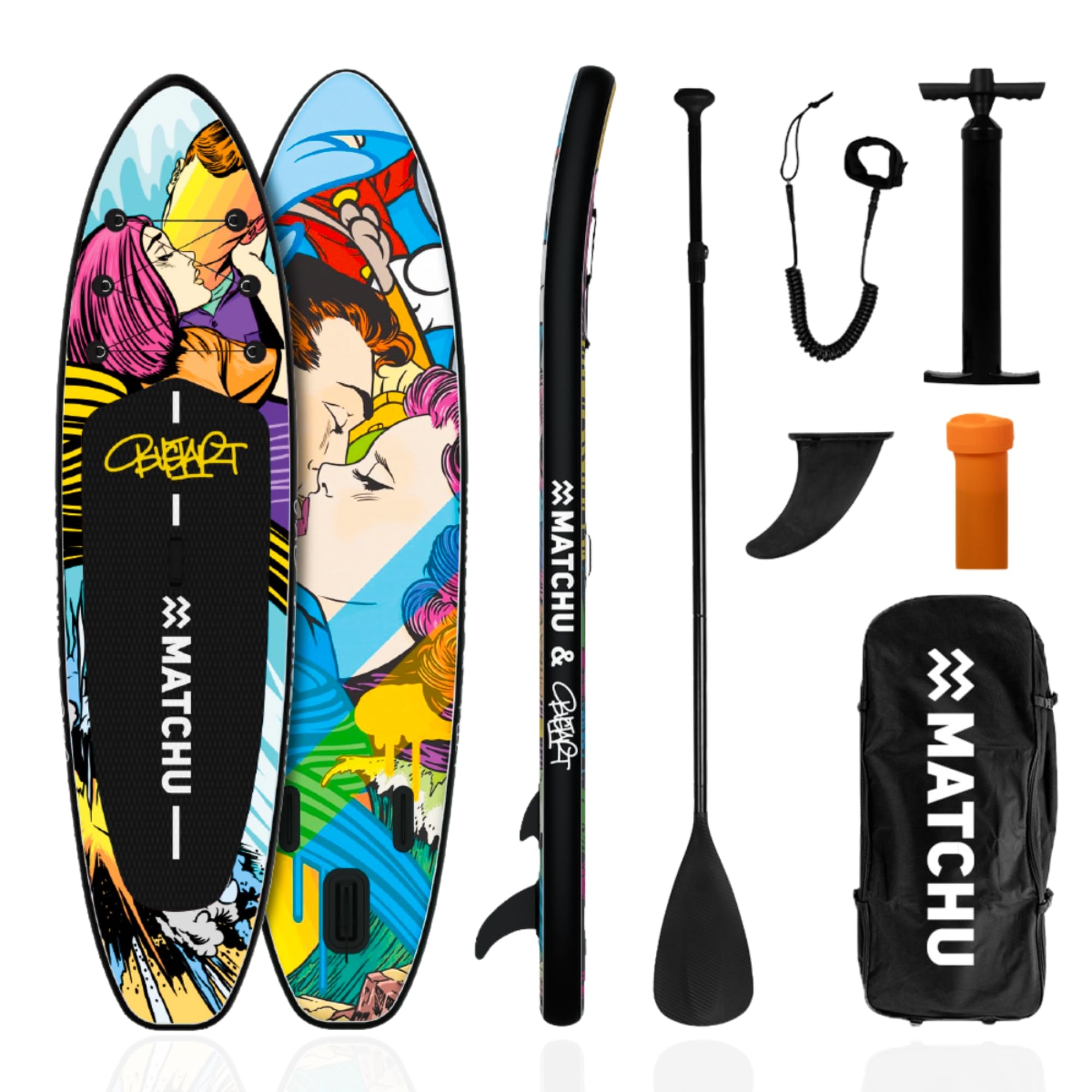 MATCHU - Sup Board gonfiabile - Paddle Board - Edizione limitata - Certificato - Set completo - 320 x 81 x 15 cm - Portata 150 kg - Collezione Art