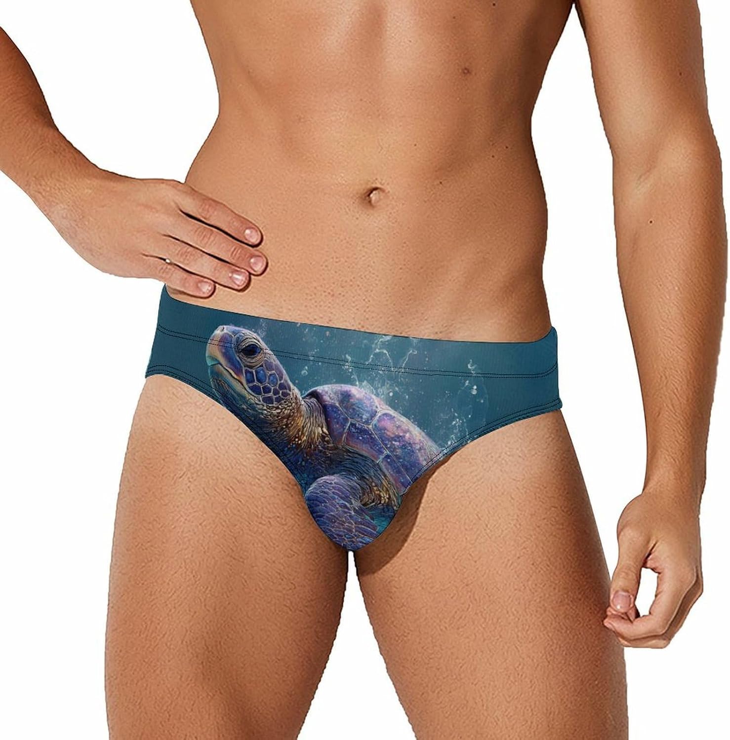 Sea Turtle Shimmering Waters Men's Swimwear Bikini Swimming Briefs Stretchy Swimsuits Board Surf Shorts Trunks