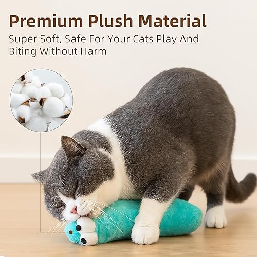Miniatura 5 de Almohadas de juguetes para gatos, paquete de 3, hierba gatera en el interior, palos suaves y duraderos con sonido arrugado, juguete interactivo para