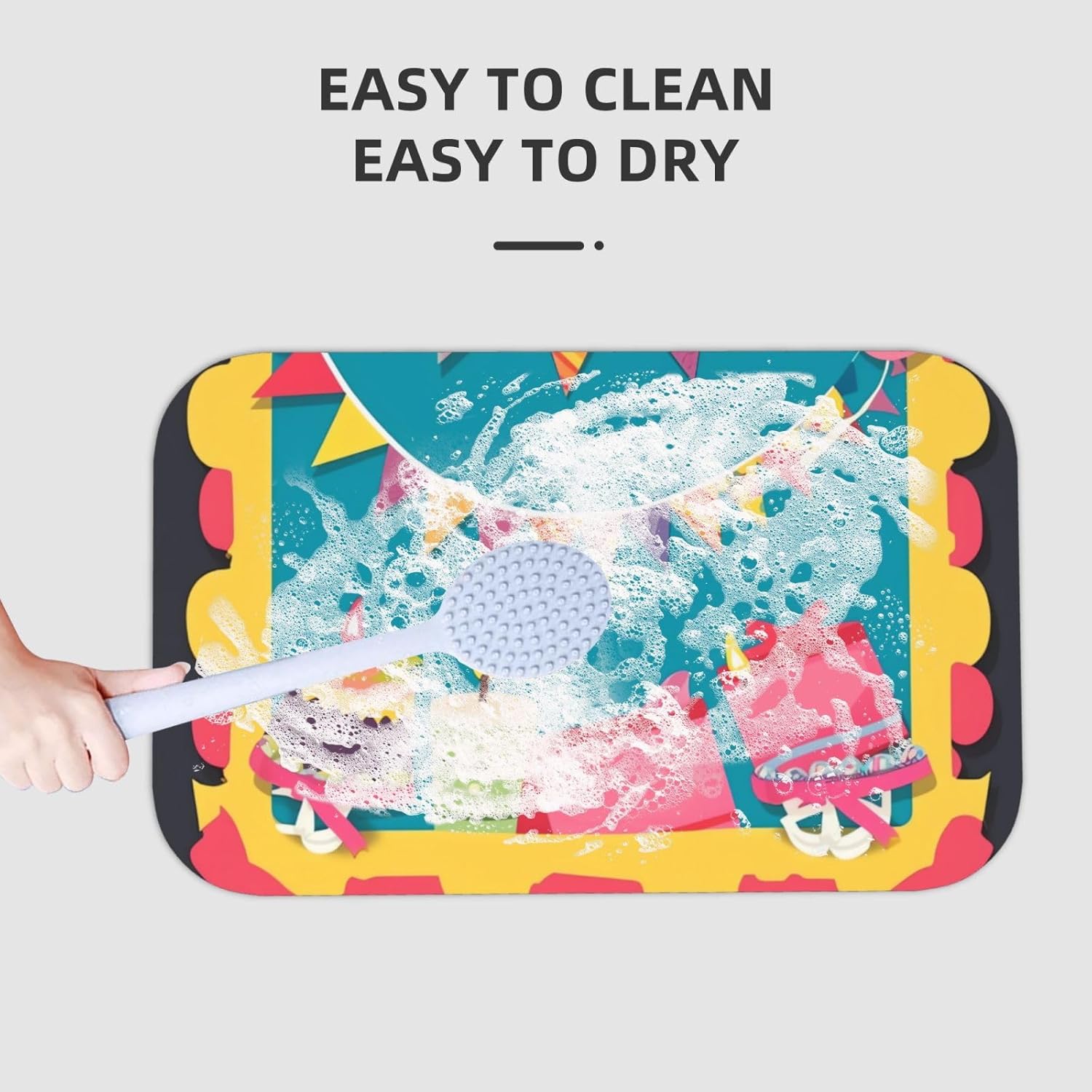 Stone Bath Mats Happy Birthday Banner Diatomaceous Earth Bath Mat Super Absorbent Bathroom Floor Mat Quick Drying Diatomite Shower Mat for Shower Bathtub Bathroom Accessory 19.7x31.5in