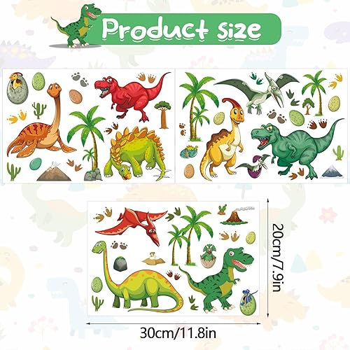 Miniatura 2 de Calcomanías de pared de dinosaurios que brillan en la oscuridad, calcomanías de pared de dinosaurios brillantes, grandes autoadhesivas y removibles,