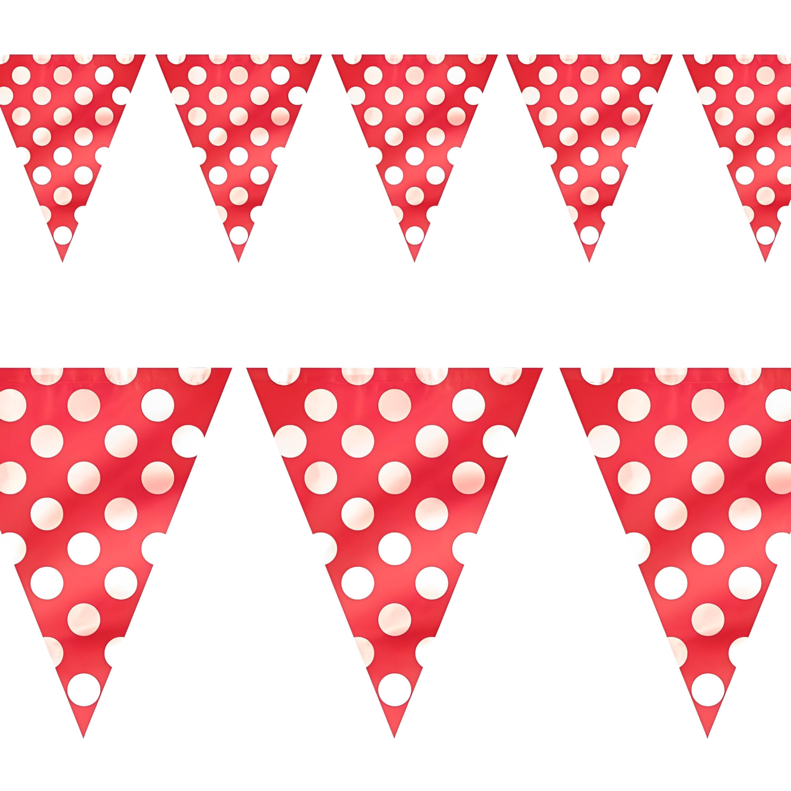 Unique Party 10022 12Ft Red Polka Dot Bunting Flags, Pack Of 1
